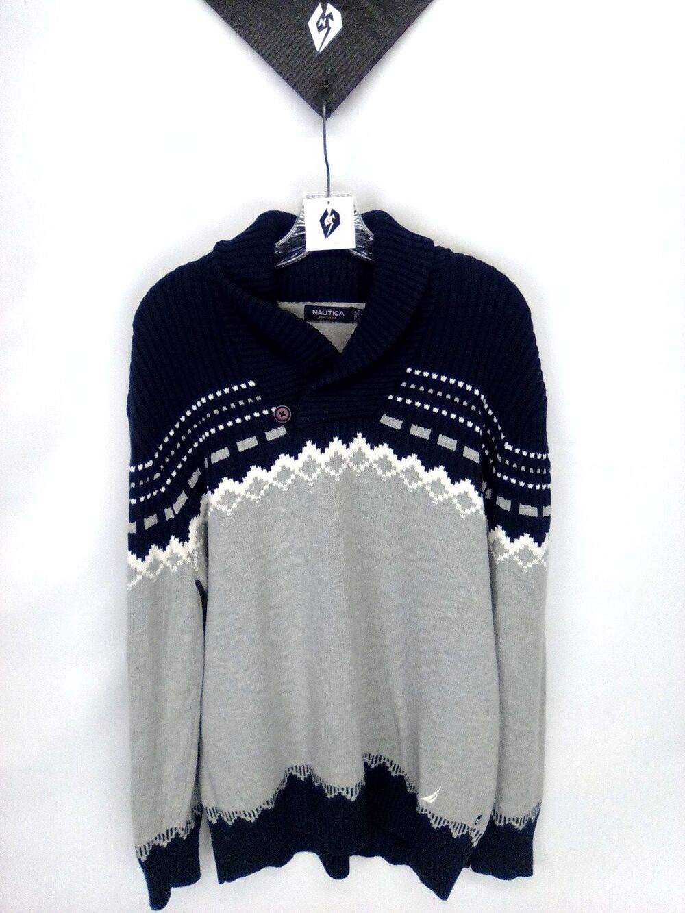 Nautica Men's Preppy Shawl Collard Knit Thick Long Sleeve Sweater Size XXL